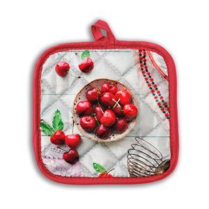 Прихватка (квадратная) 17*17 стеганная "Вишневое настроение"